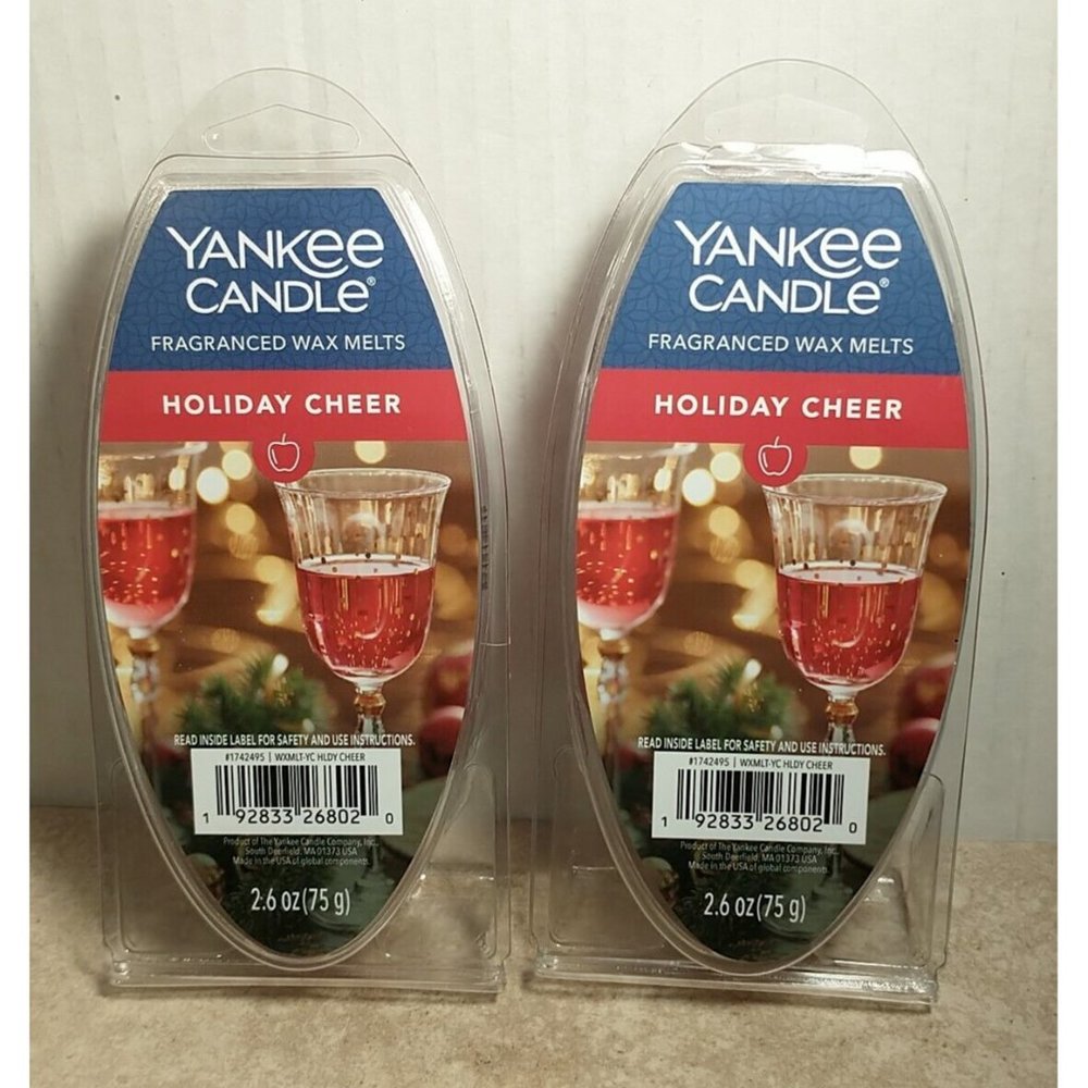 NEW YANKEE CANDLE HOLIDAY CHEER FRAGRANCED WAX MELTS 2.6 OZ.-LOT OF 2 PA…